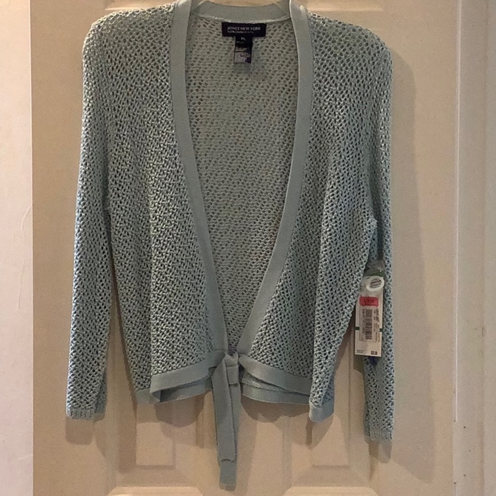 NWT - Jones New York Blue Crocheted Cardigan